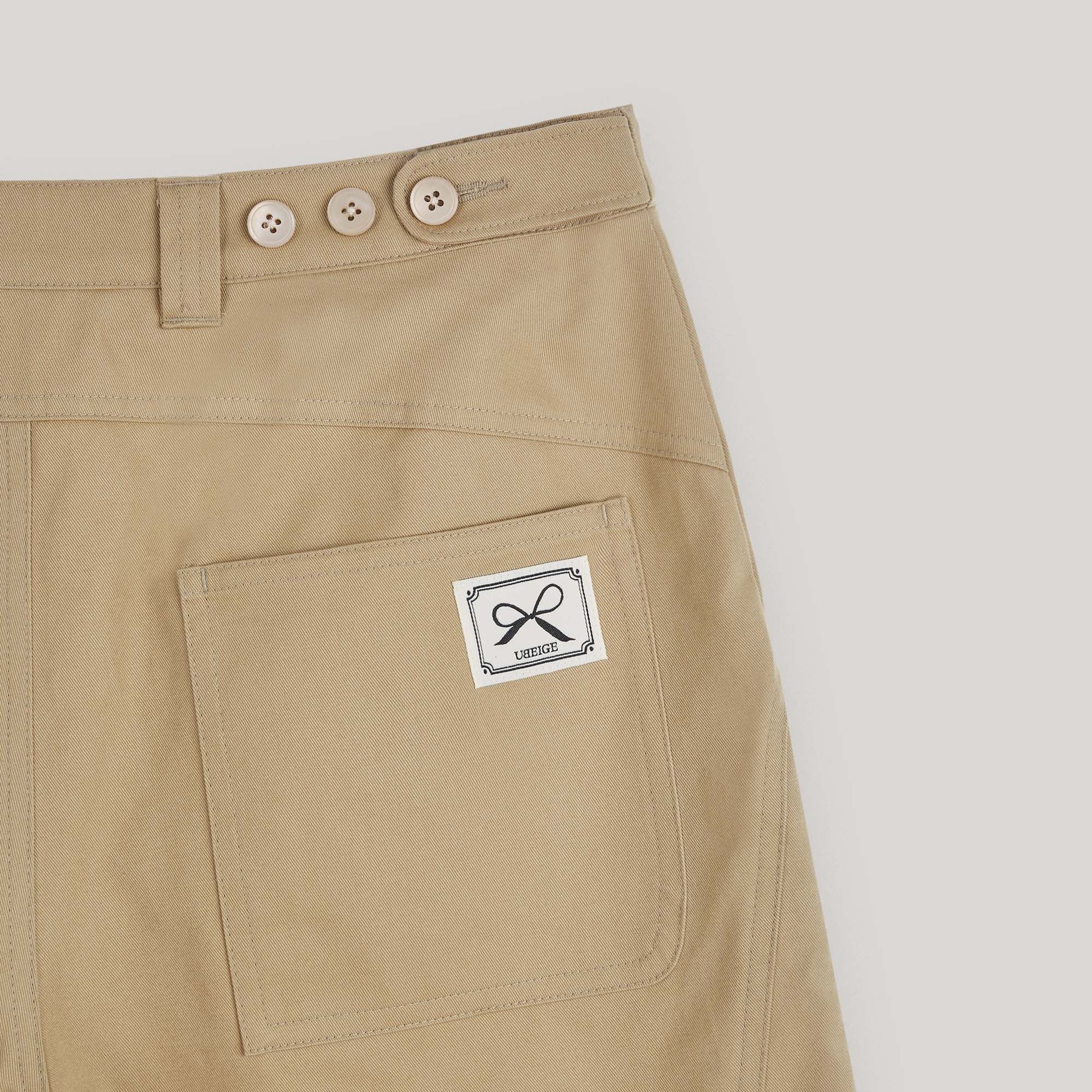 Beige Line Burmuda Pants