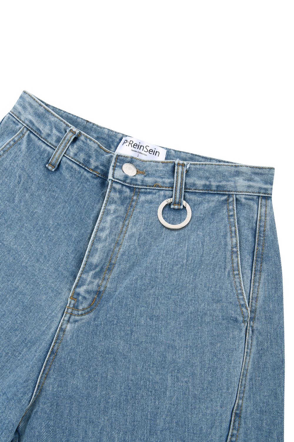 Side curved light denim jeans (M)