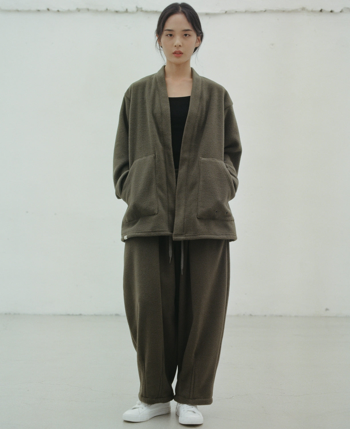 WARM-FLEECE HERITAGE CARDIGAN (Khaki)