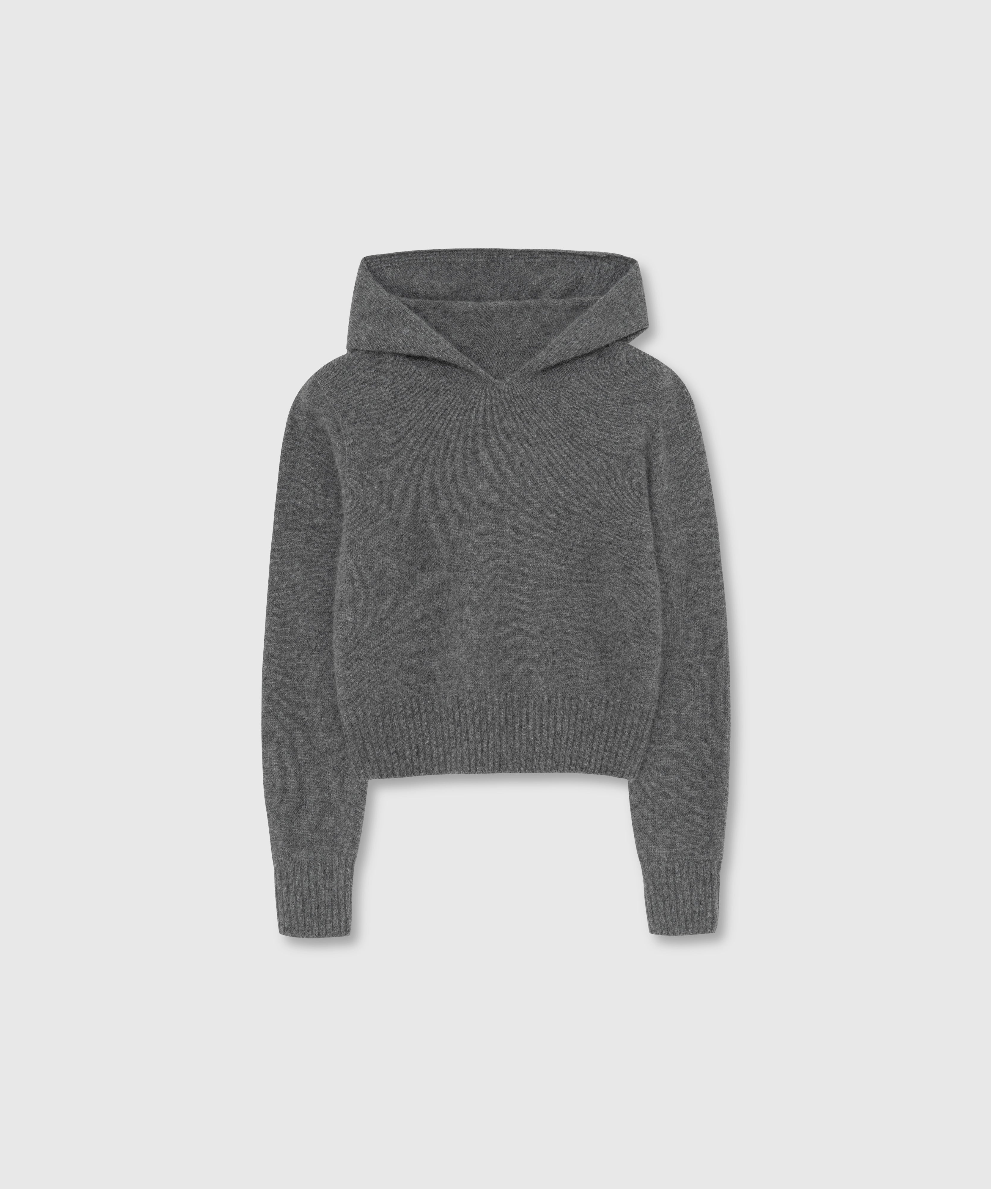 WHOLE GARMENT KNIT HOODIE_GRAY