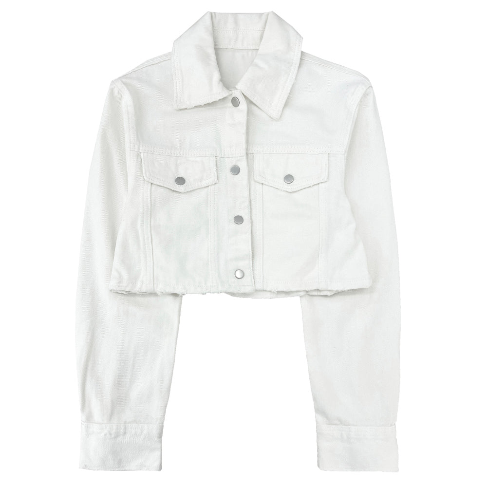 Western damage cropped cotton jacket (2 colors)