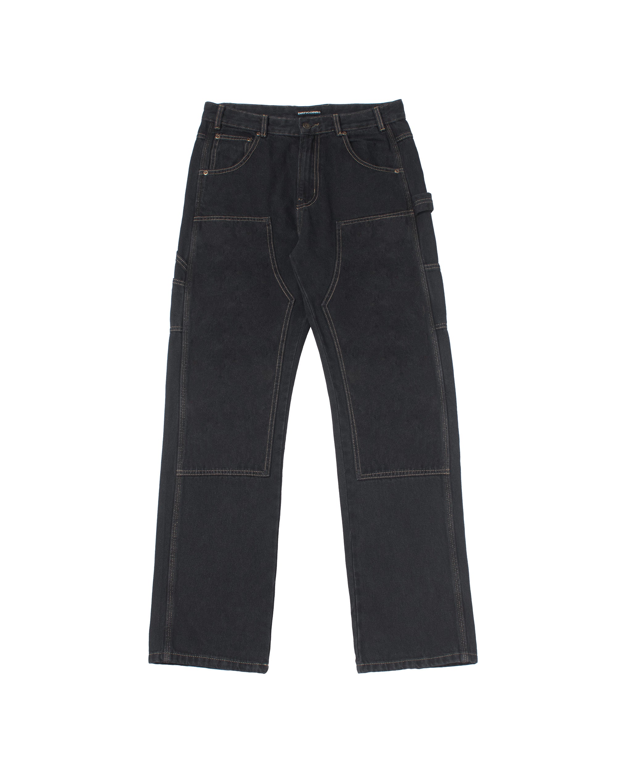 Logo Washed Knee Jeans - Black