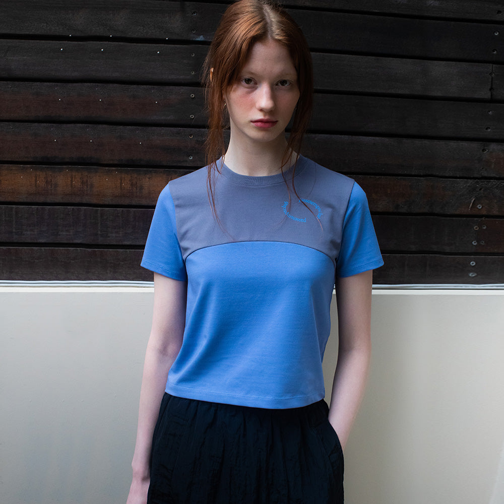 CURVE CROP TEE_BLUE CHARCOAL