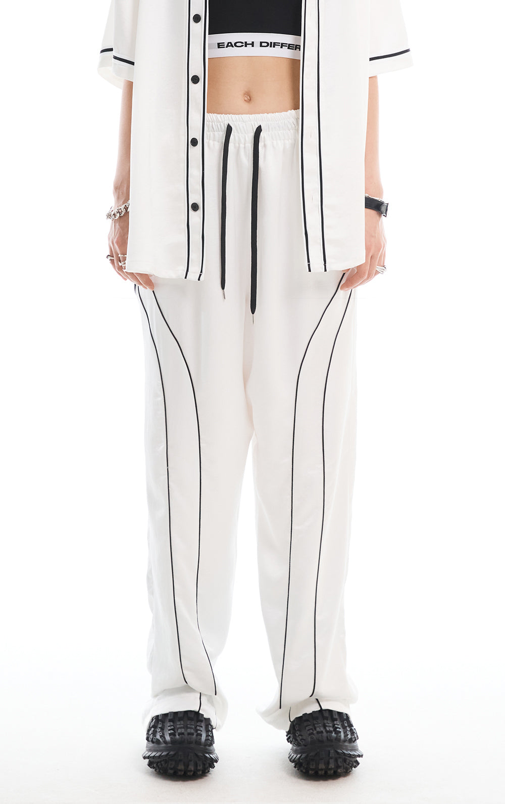 SATIN LINE PANTS_WHITE