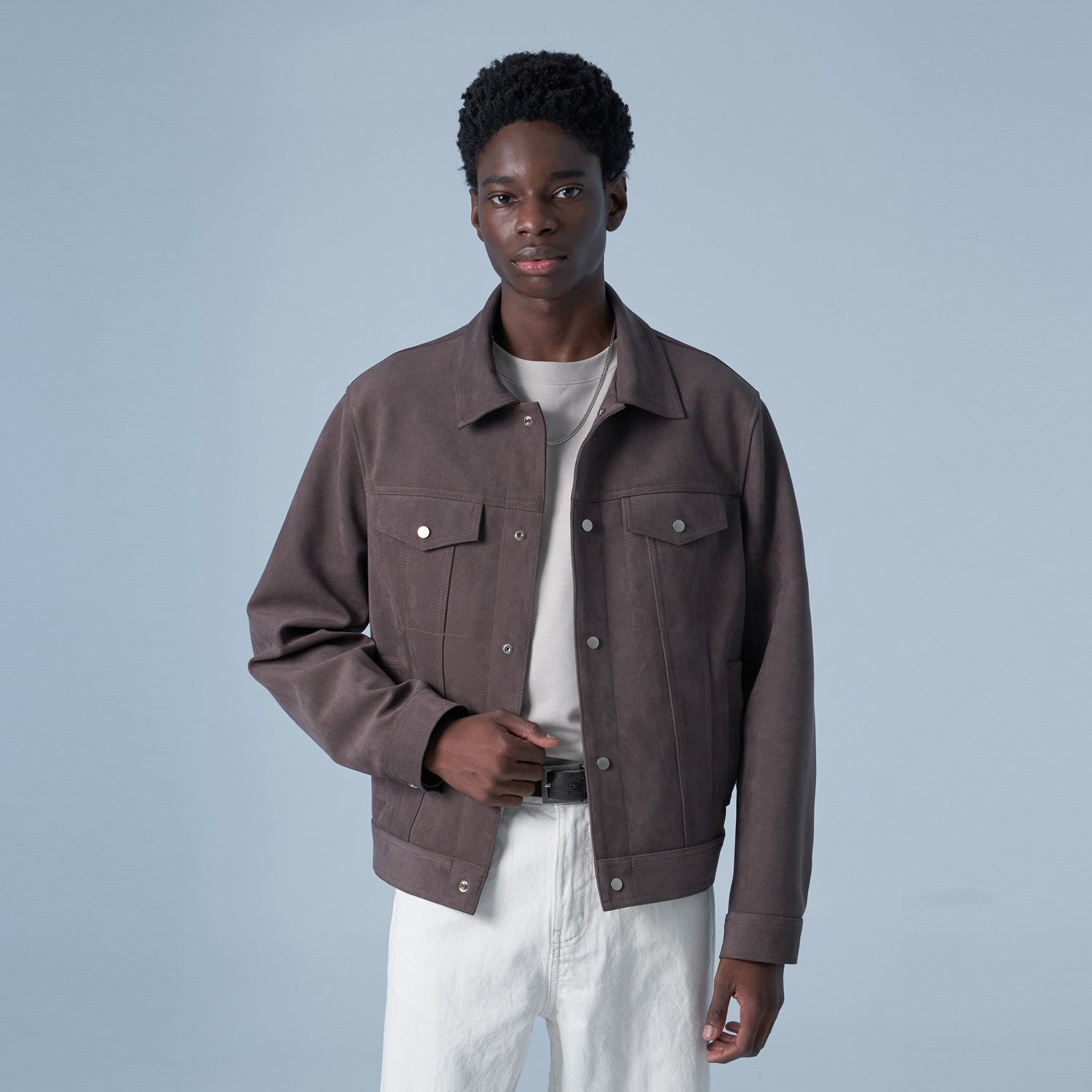 Standard Suede Trucker Jacket (Dark brown)