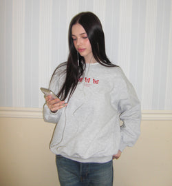 Triple Butterfly Embroidered Sweatshirt ( White Melange )