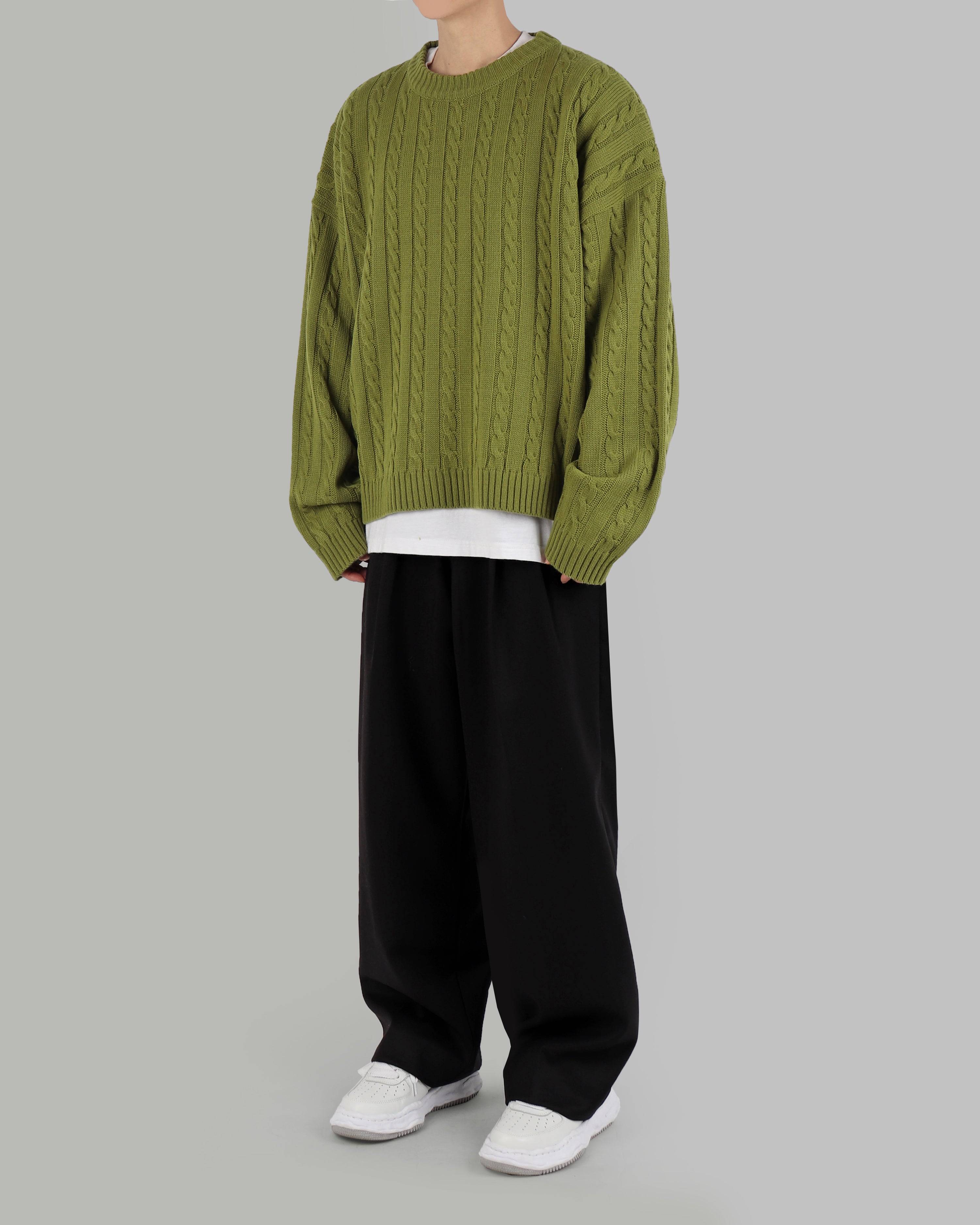 wool pintuck wide slacks