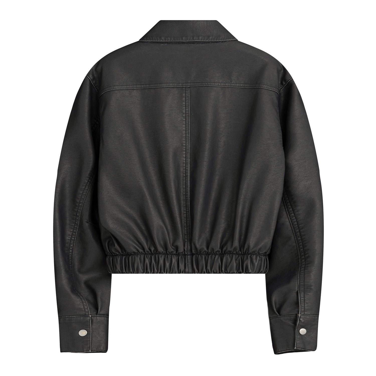 Washed Double Pocket Crop Blouson (Black)