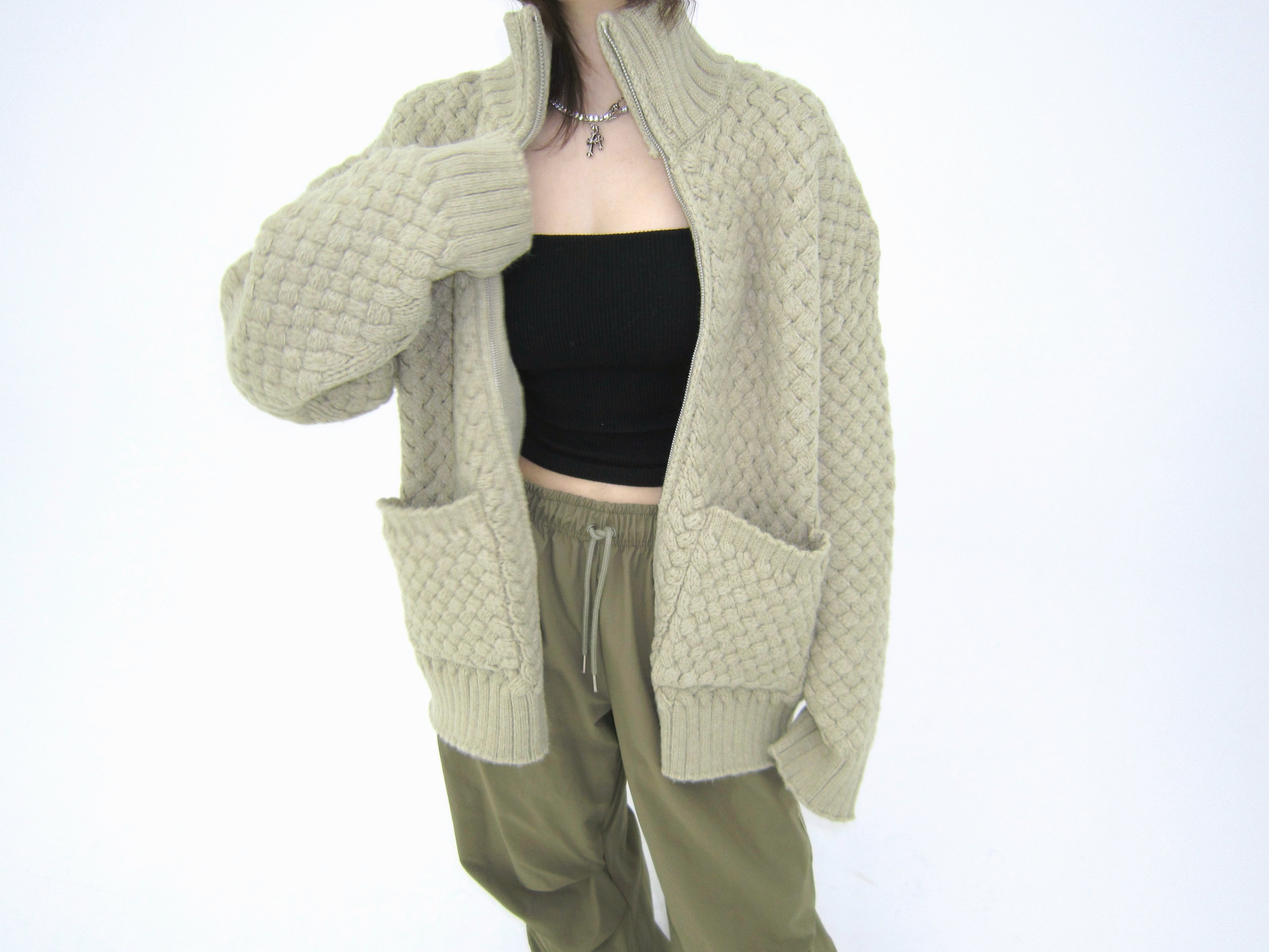 Weaving knit zp-up