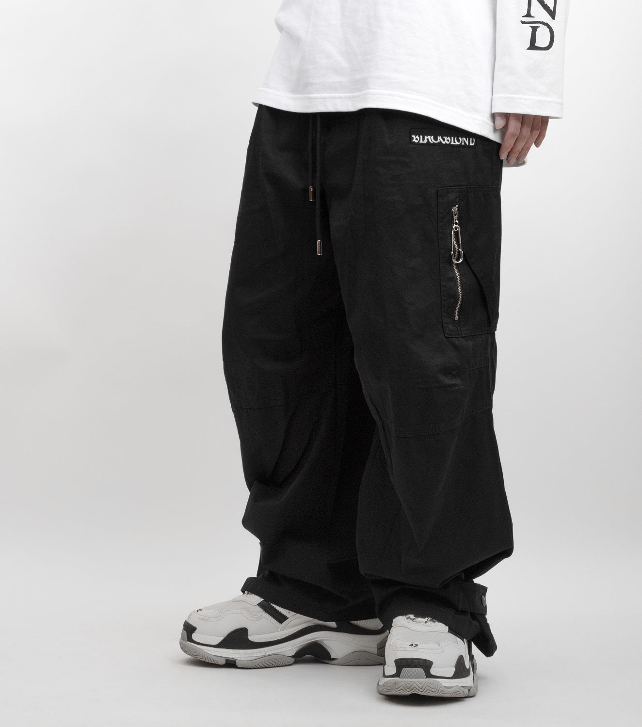 BBD Hidden Guts Logo Wide Cargo Pants (Black)