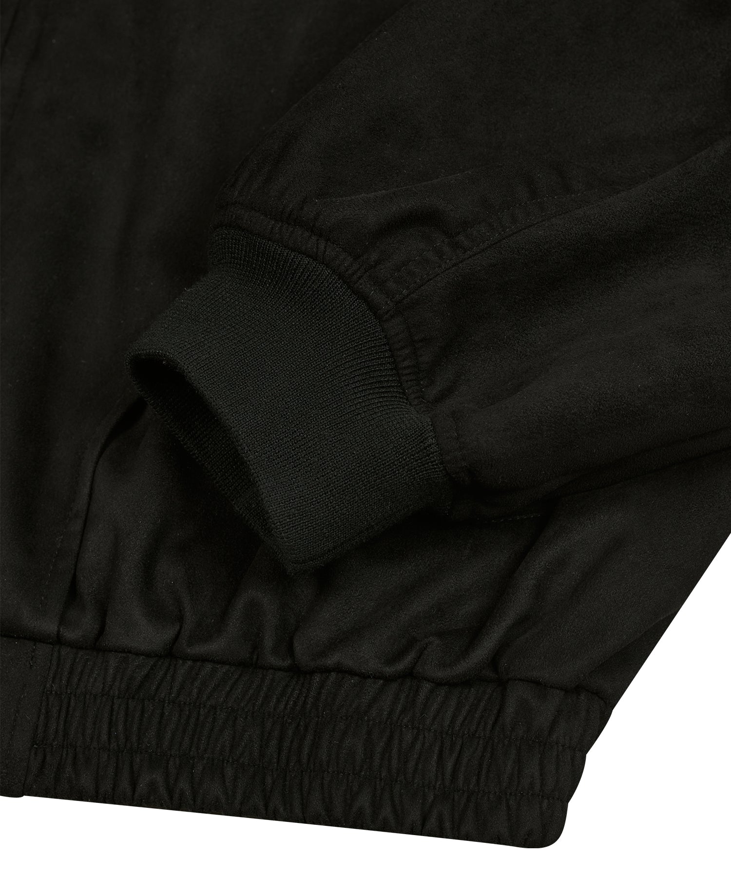 87-STAN027 [Vegan Suede] Curved Layer Bomber Suede Jacket Black