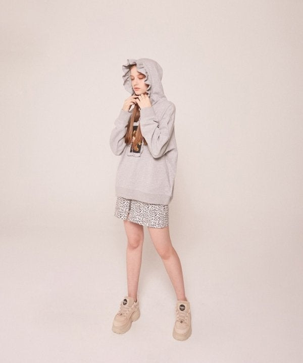 ruffle hoodie grey