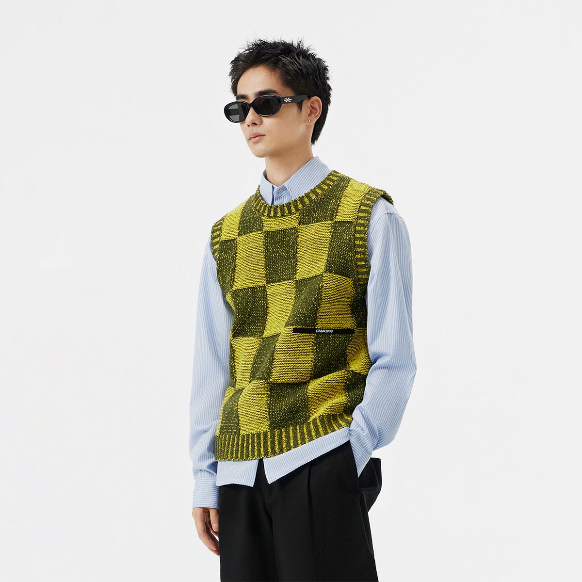 FMACM 23AW Mixed Colour Checkerboard Knit Vest