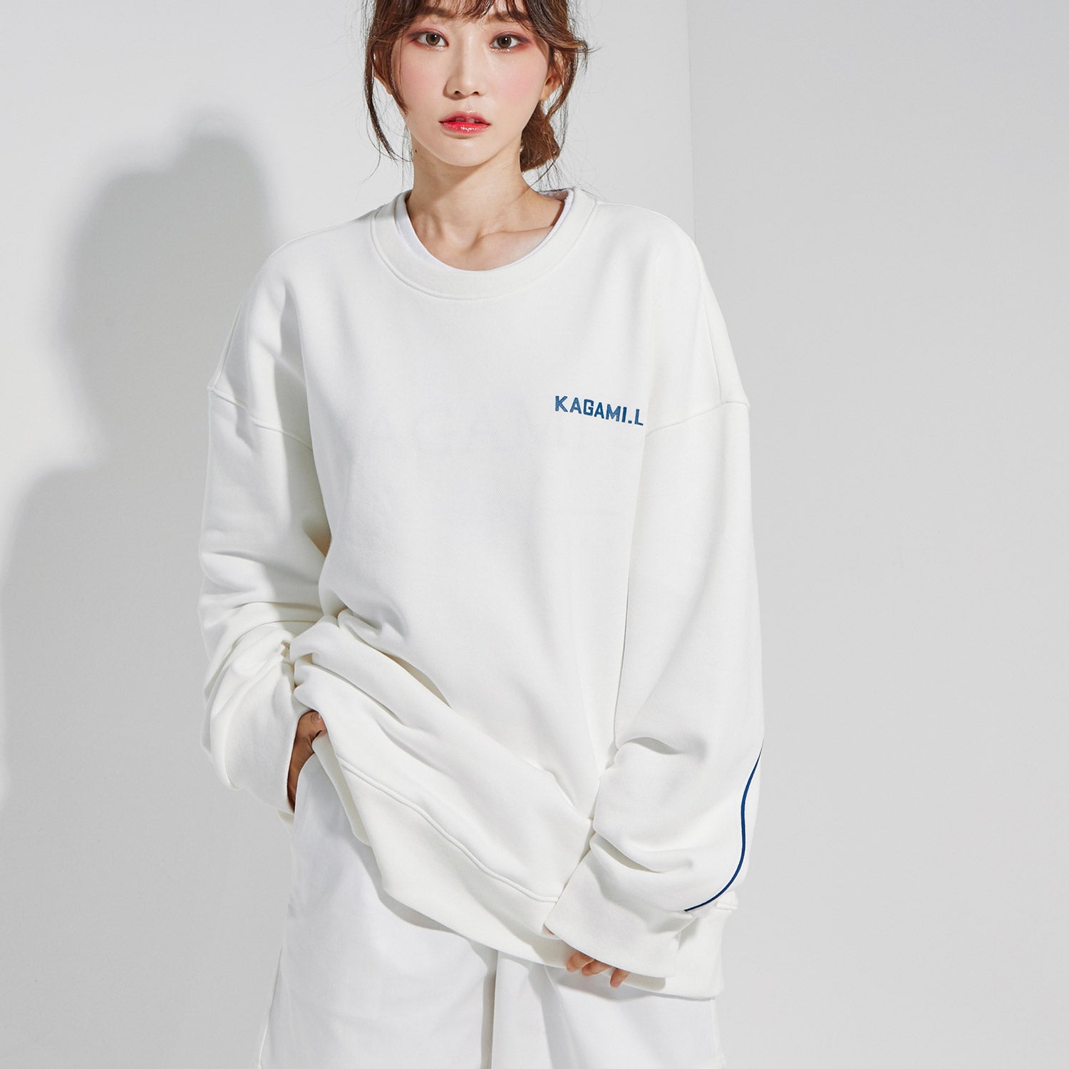 Oversize Back Line Sweat shirt White