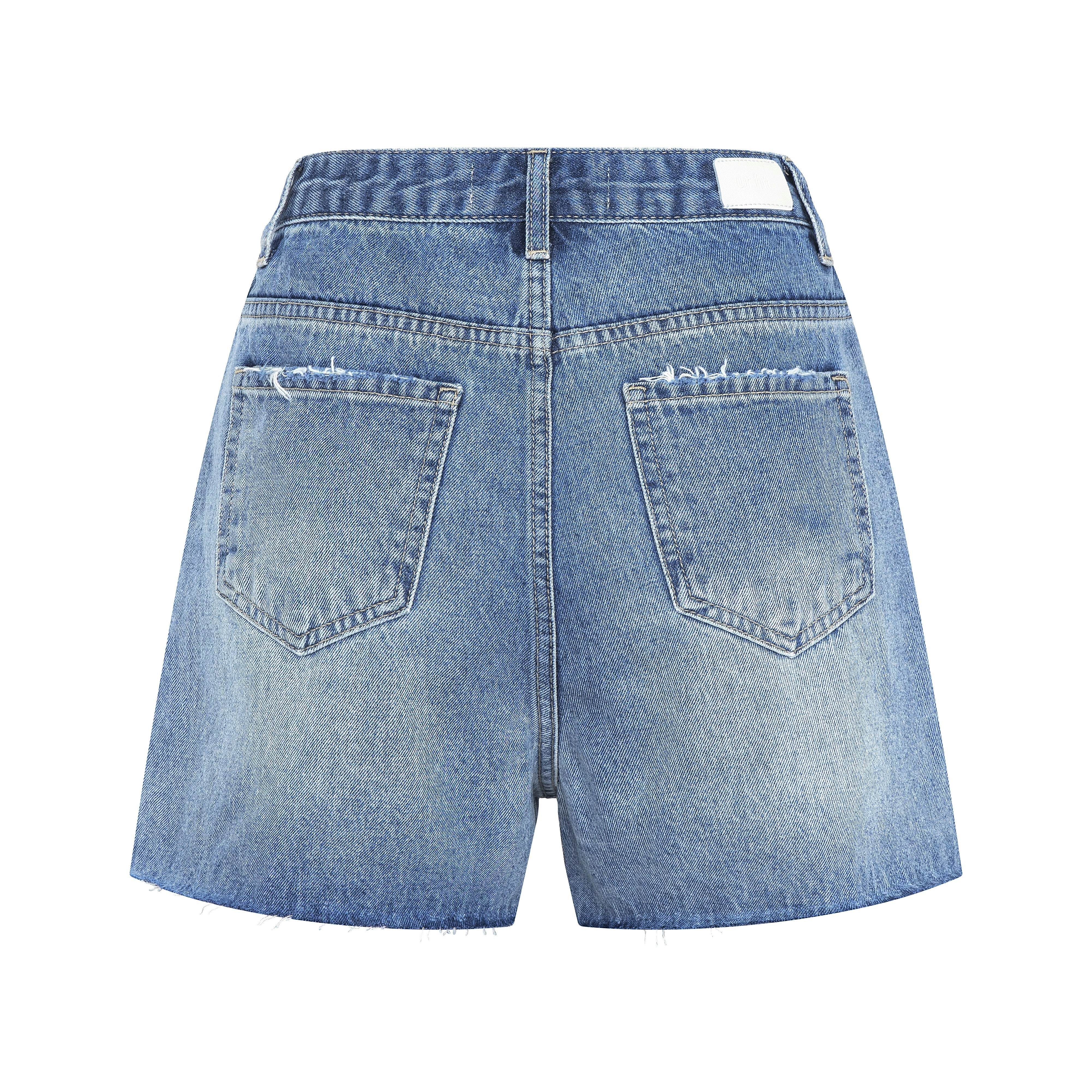 DESTROYED LIGHT BLUE DENIM SHORTS [17855]