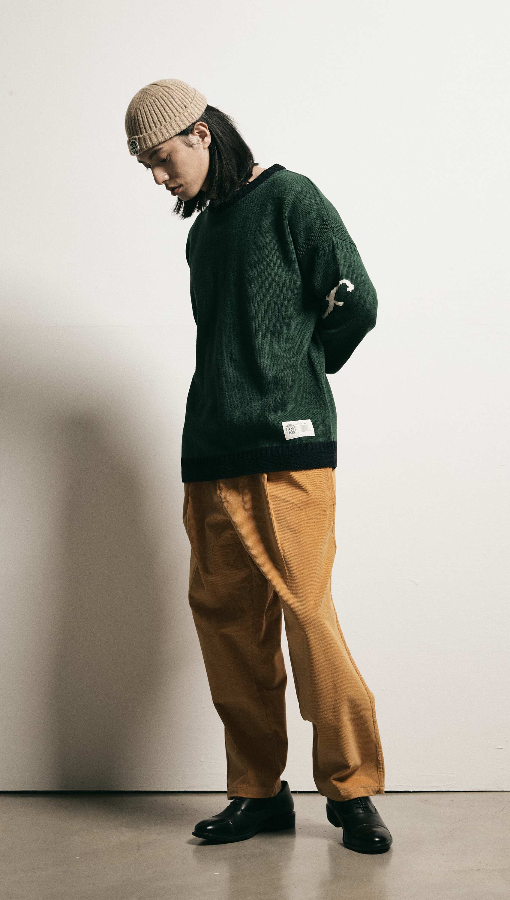 Corduroy wide banding pants (Mustard)