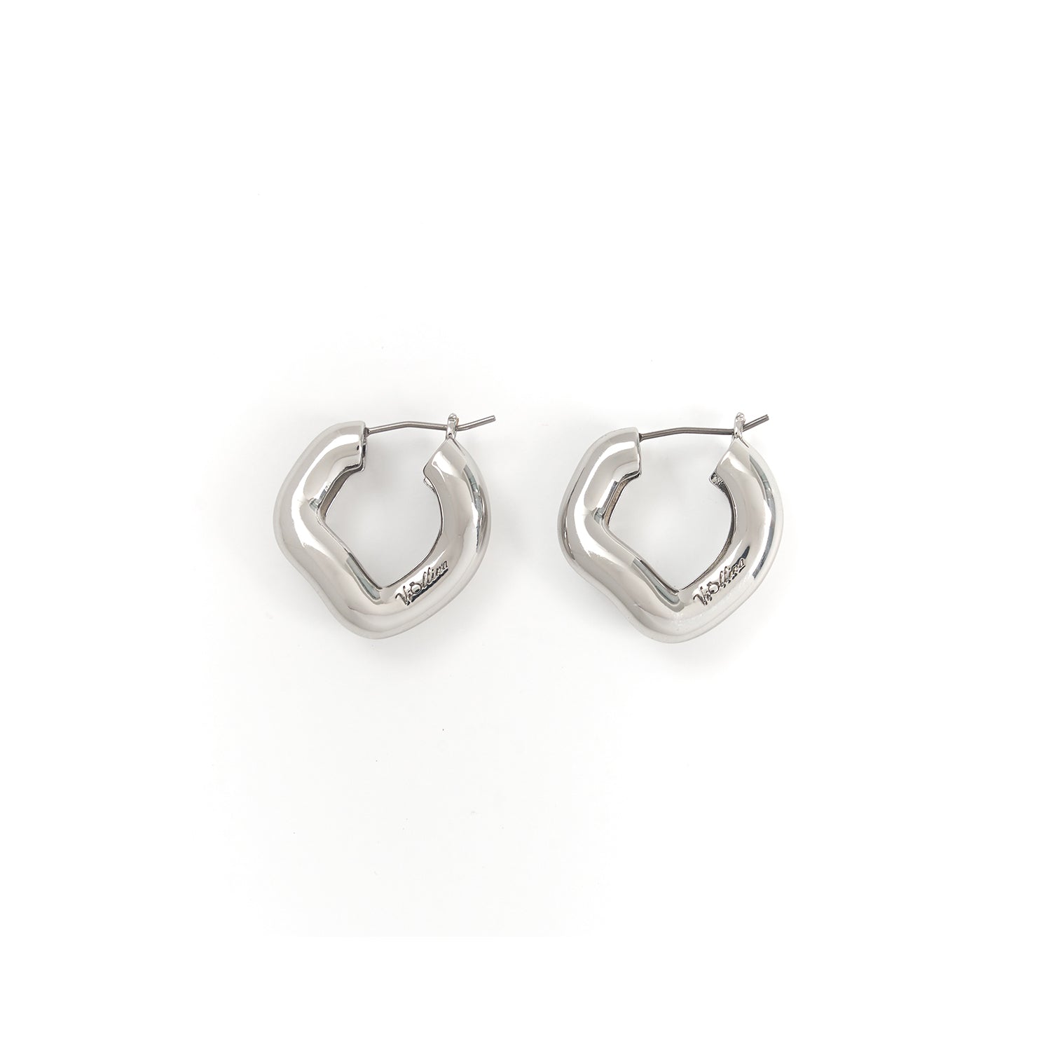 Metal Wave Link Earrings_Silver