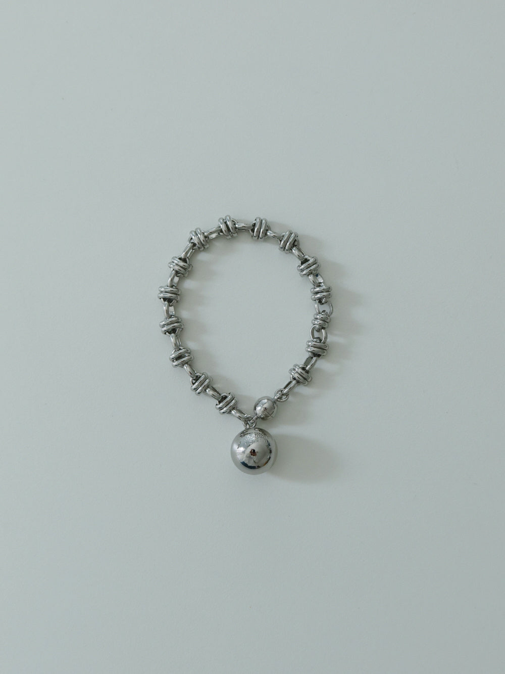 layer chain ball bracelet - silver