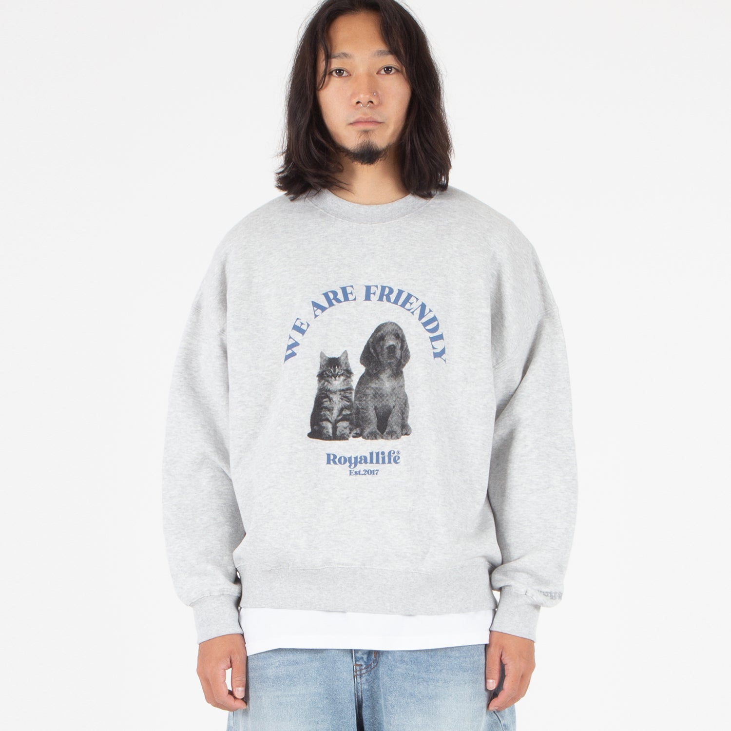 RLCN1002 Cat and Dog Sweat Shirt - Gray