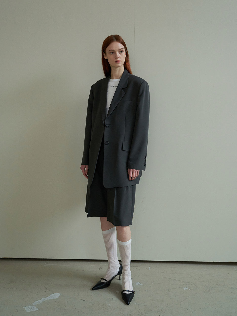 Classic Tailered Oversized Jacket Charcoal
