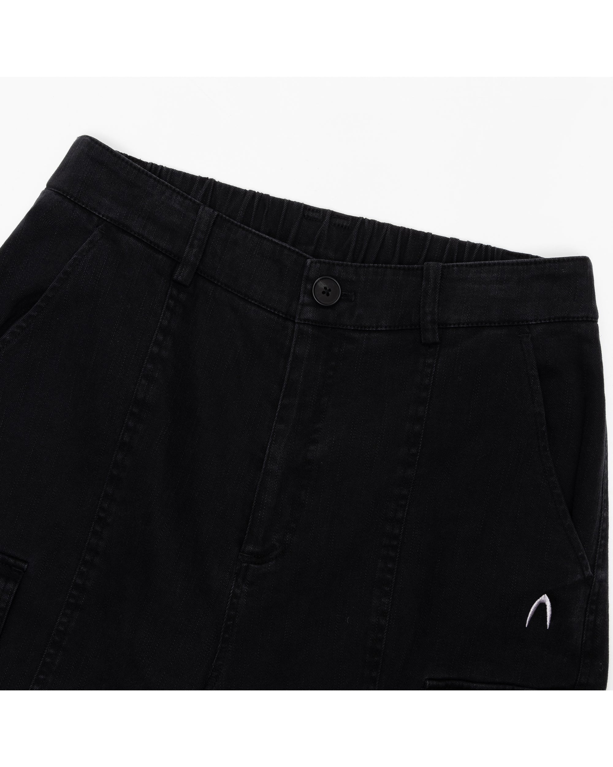 Washed Semi Wide Cargo Pants (Black)