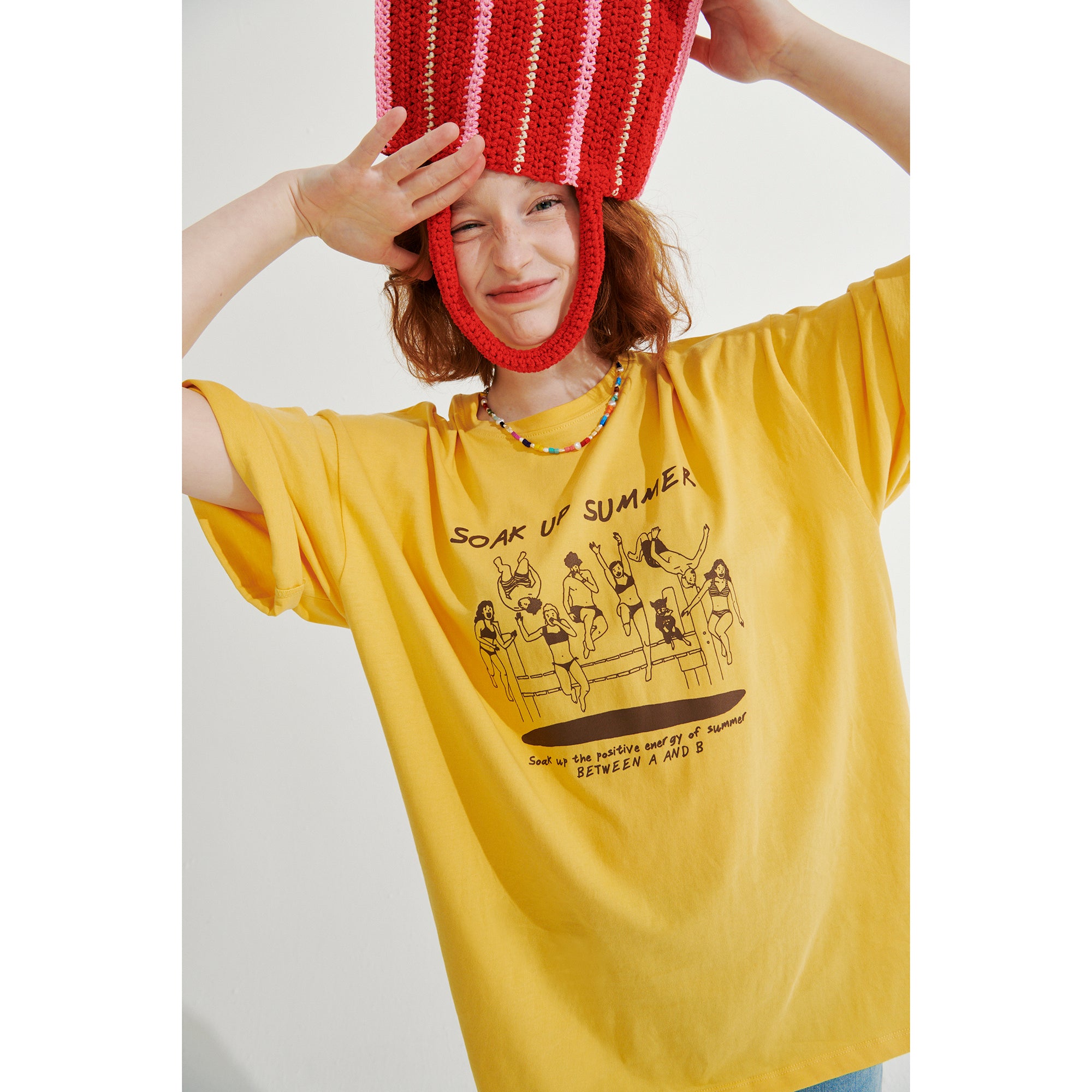 DIVING PRINT OVERFIT T-SHIRT _ YELLOW