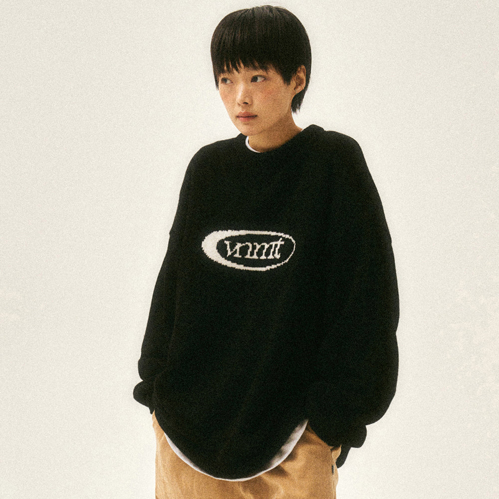 Sport logo supersize wool knit_black