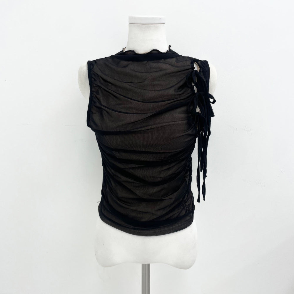 Mesh cut-out strap sleeveless (2 Color)