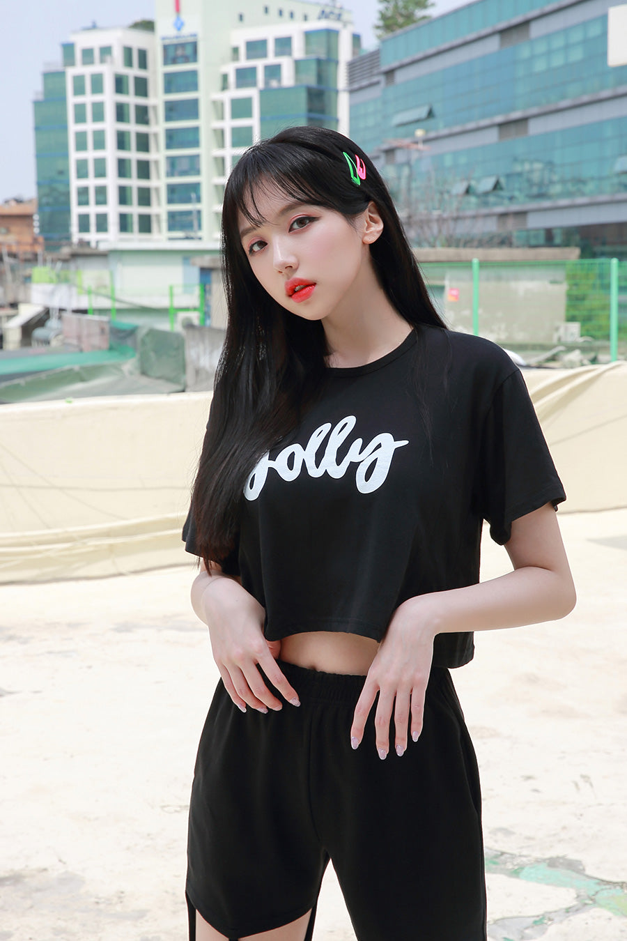 TOP(8137) Jelly Crop Short Sleeve Tee