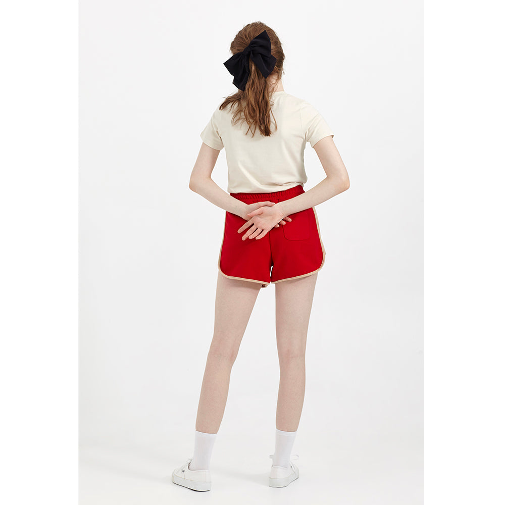 COLOR BLOCK JERSEY SHORTS_RED