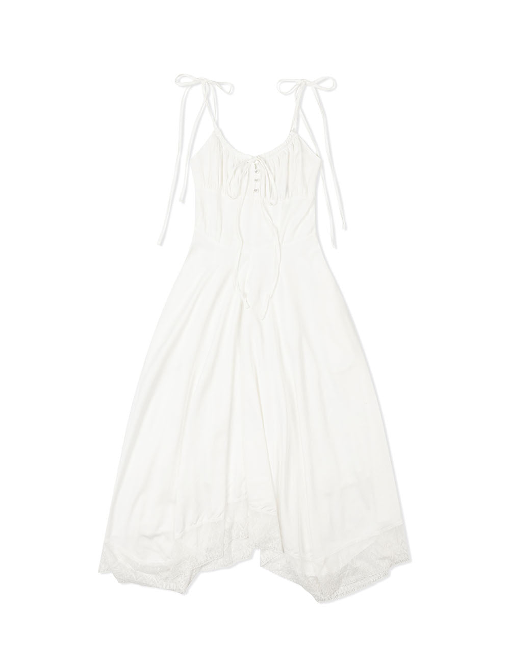 LACE RIBBON SLEEVELESS DRESS(WHITE) 