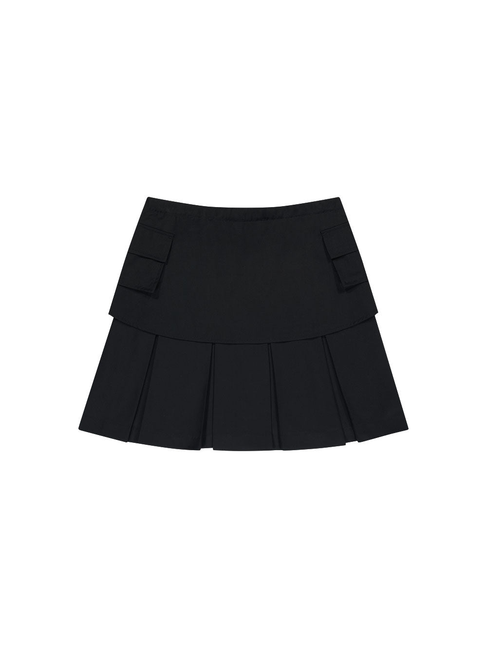 DETACHABLE POCKET PLEATED SKIRT [BLACK]