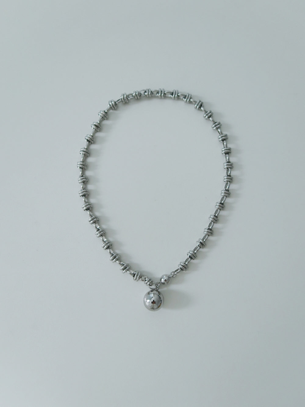 layer chain ball necklace - silver