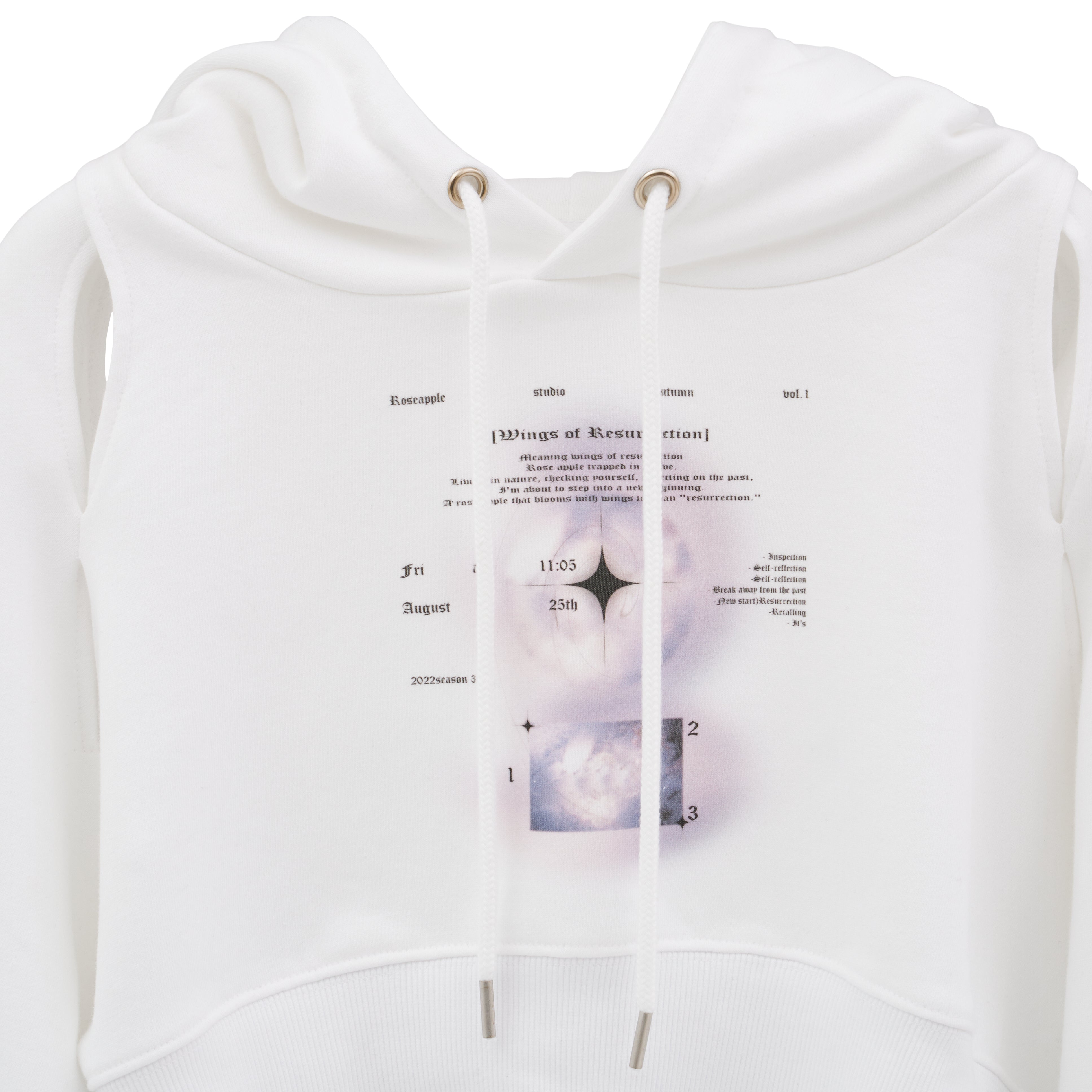 223 CUT OUT LOGO CROP HOODIE - WHITE