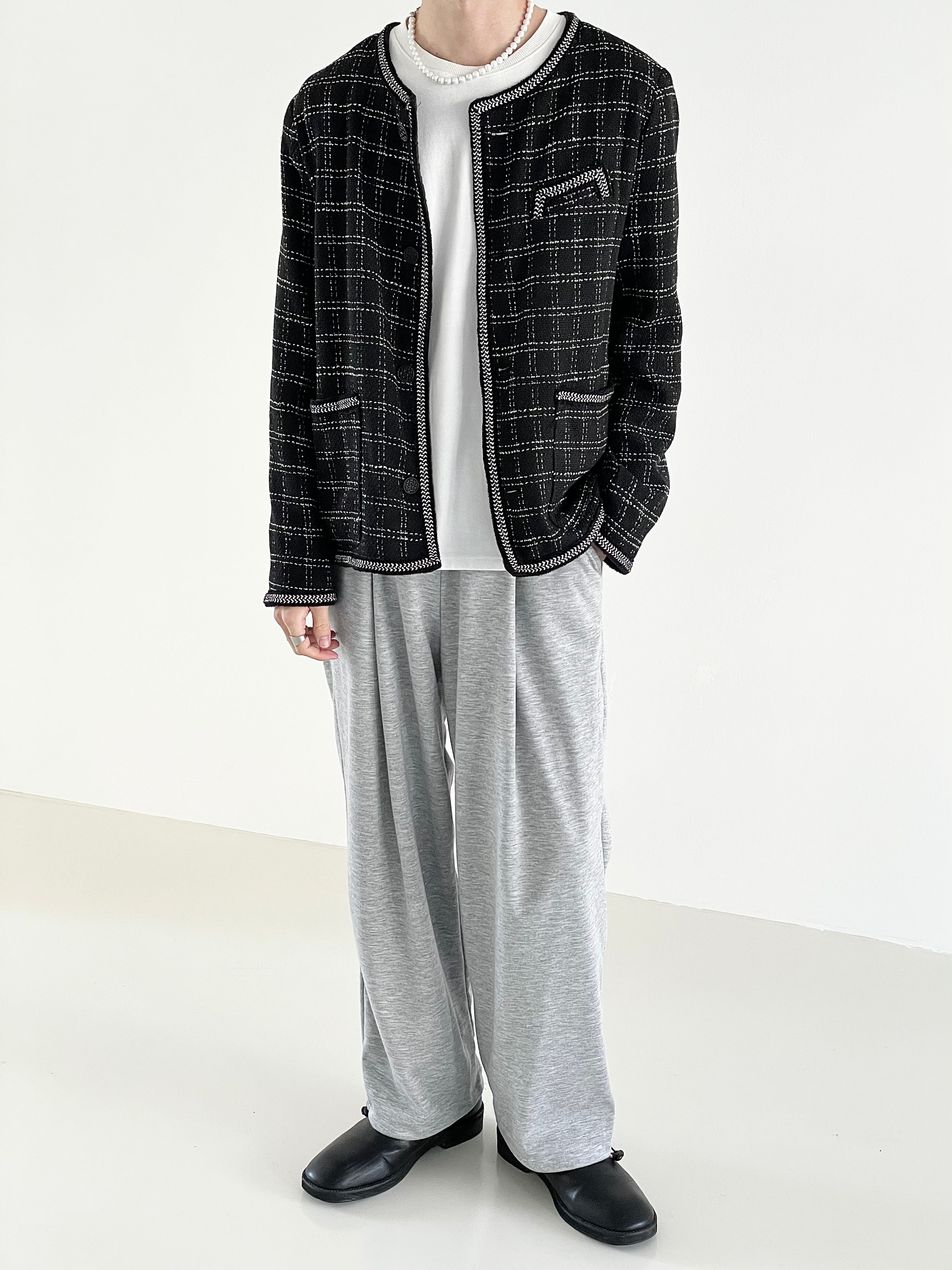 Pintuck wide string sweat pants