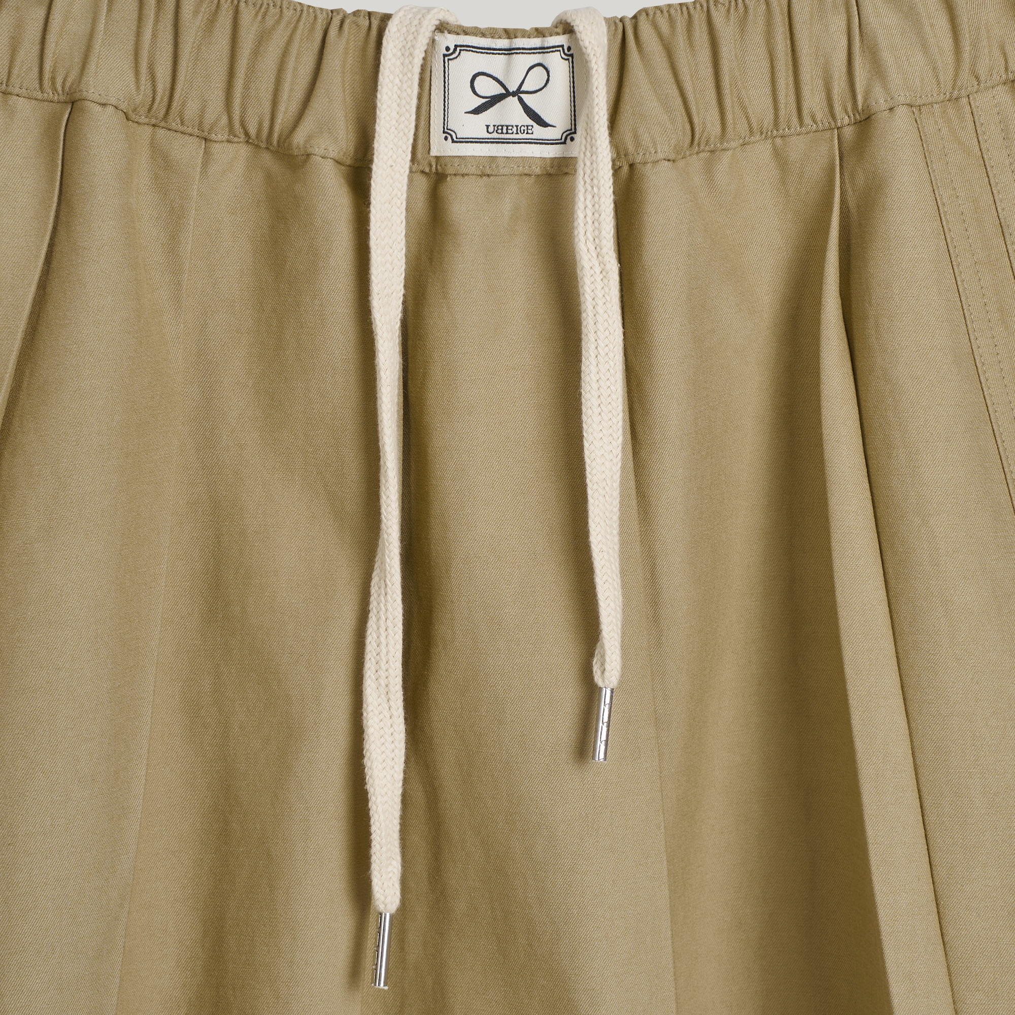 Beige Double Pleats Skirt