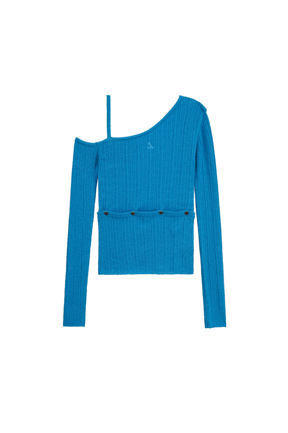 TWO WAY RIBBED ASYMMETRIC KNIT TOP (MARINE BLUE)