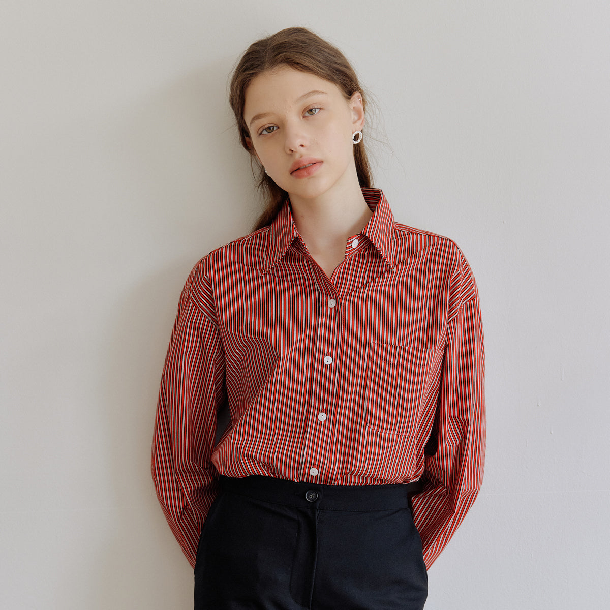 ストライプオーバーシャツ / STRIPE OVER SHIRT_RED