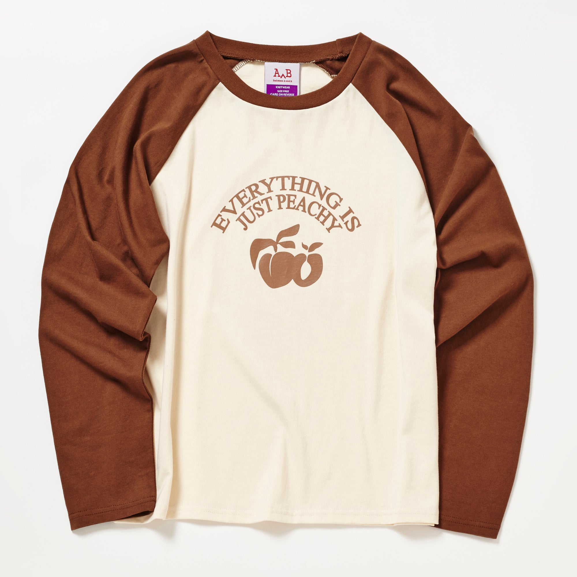 PEACH ARCH PRINT RAGLAN LONG SLEEVE T-SHIRT_CHOCOLATE