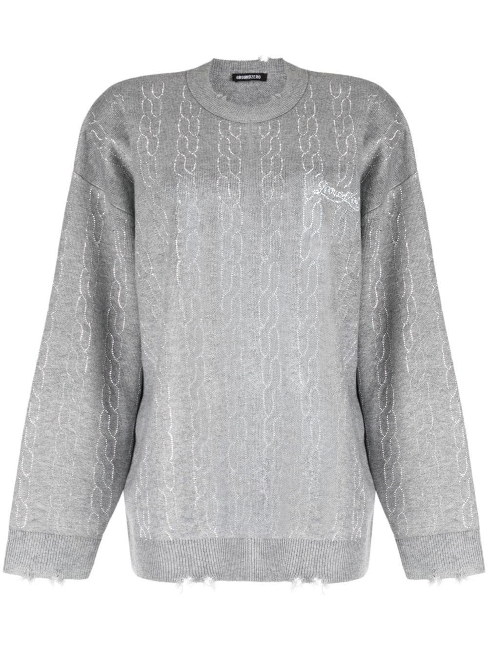 Crystal-embellished distressed-finish jumper