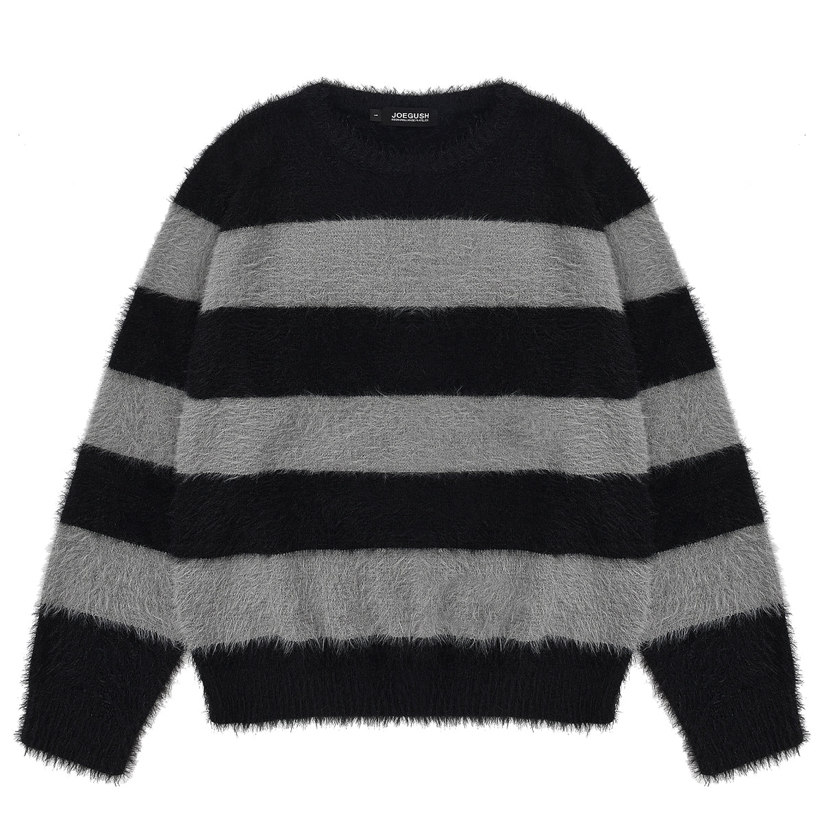 Fluffy Striped Mohair Knit (Black/Charcoal)