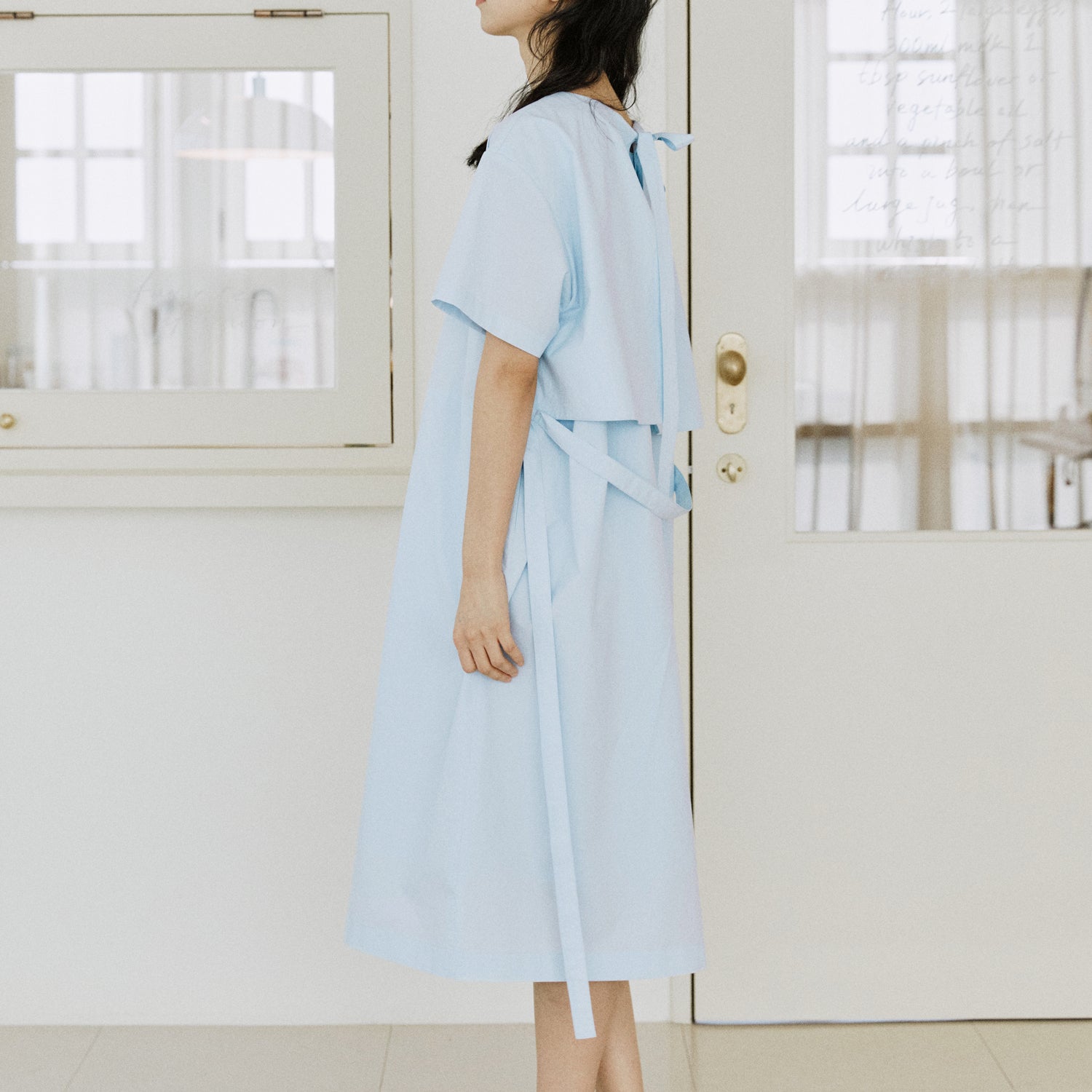 layered ribbon onepiece sky blue