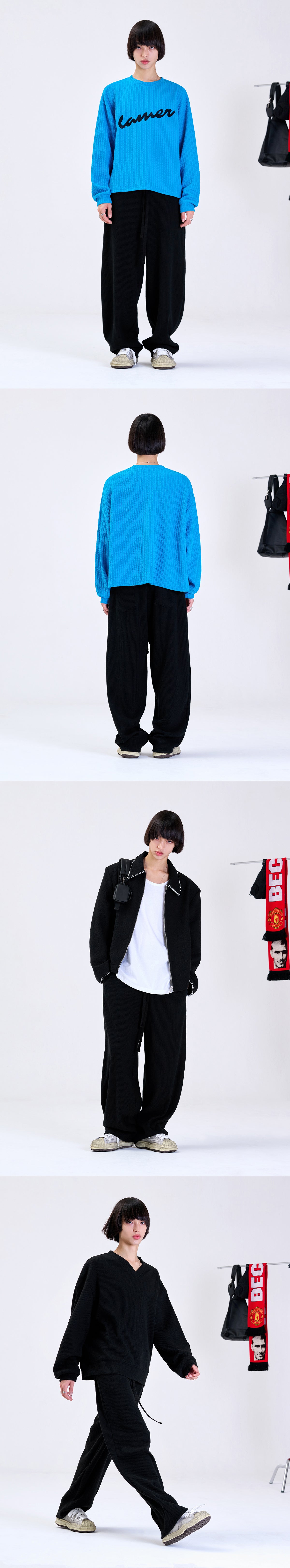 WRINKLE LINE KNIT PANTS BLACK