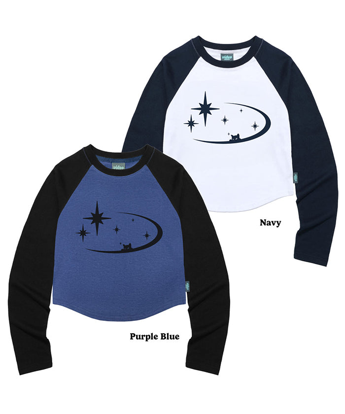 BYEOLBADA RAGLAN CROP LS T-SHIRTS [NAVY]