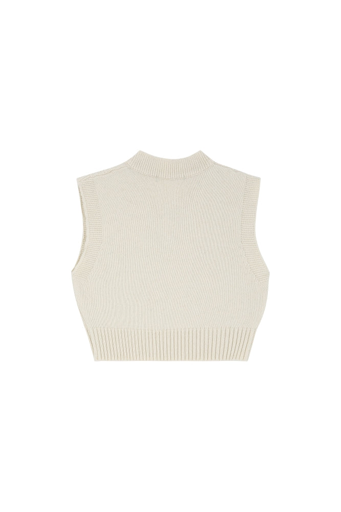 IVORY TWISTED CROP KNITTED VEST