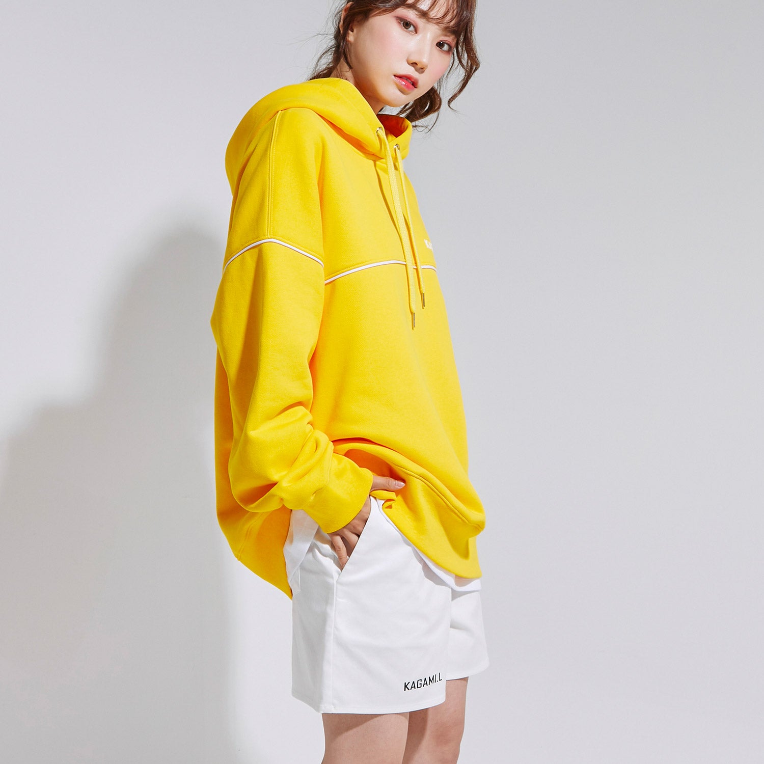 Oversize Front Line Hoodie Yellow