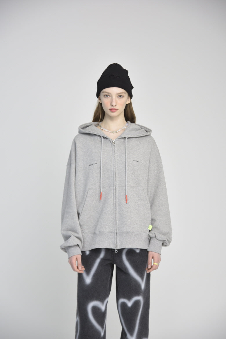 logo hood zip-up (grey)