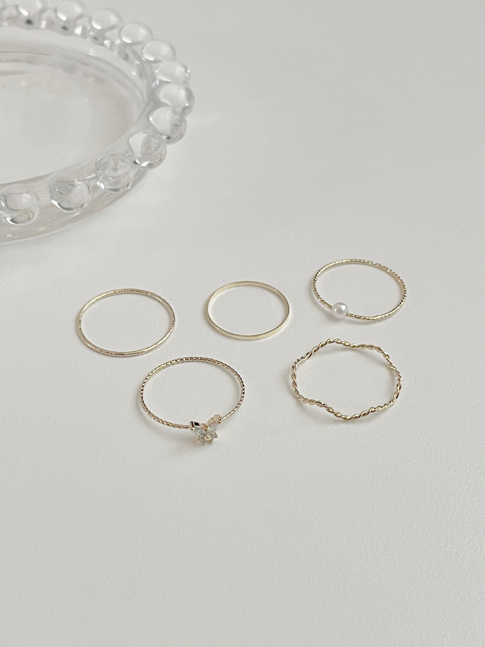 [5 set] Cree Butterfly layered ring set