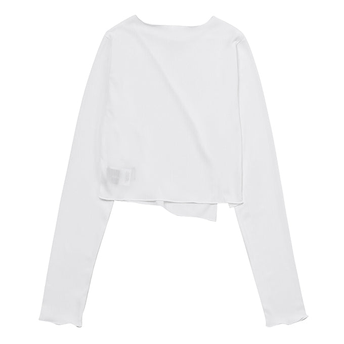 WHITE DIAGONAL LONG T-SHIRT