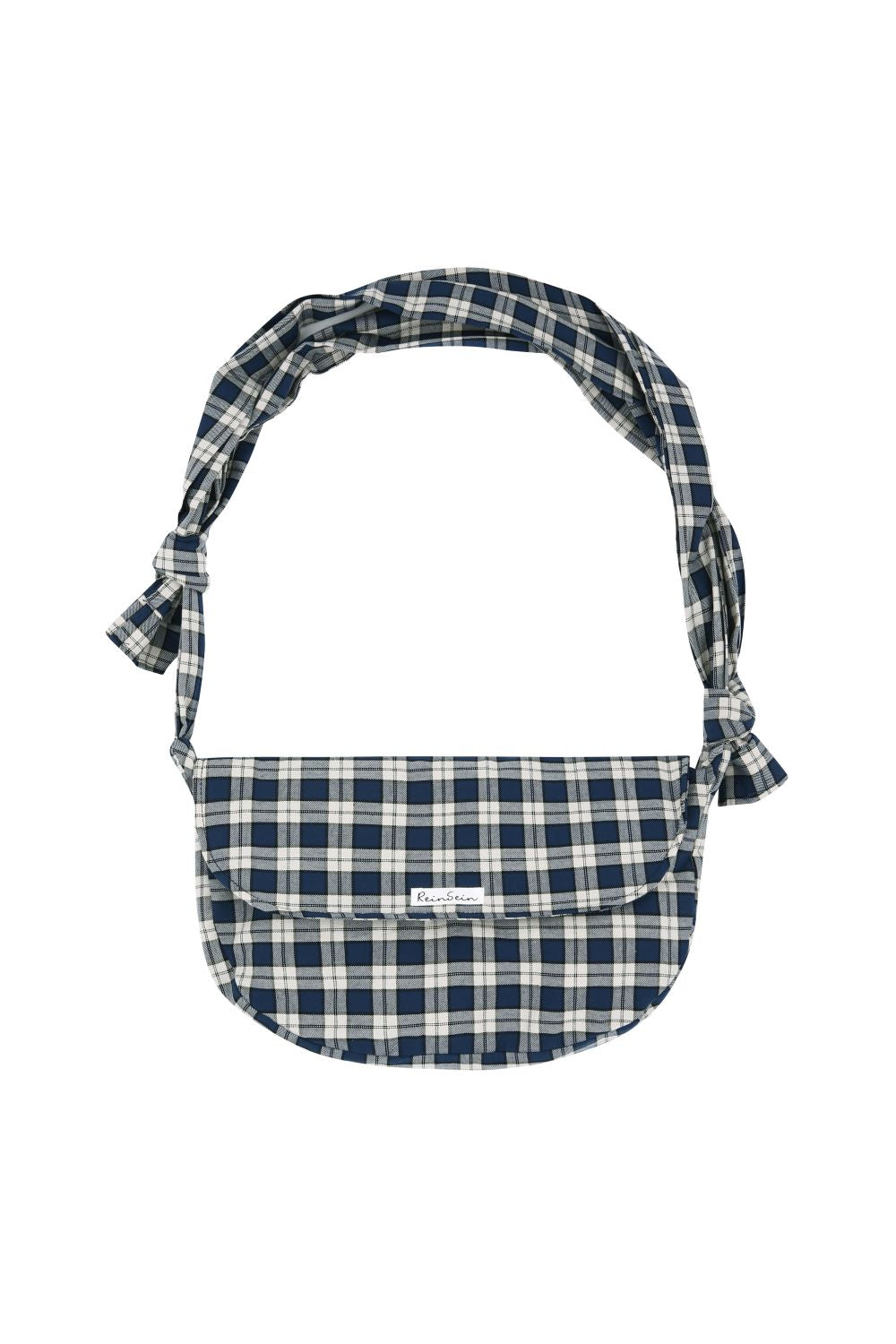 knotted checkshirts messenger bag blue